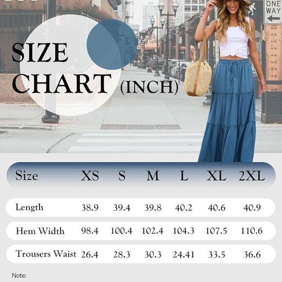 EARKOHA Comfy Casual Maxi Skirt for Women Sz M-2XL Tie Waist Paisley Skirt Black - Picture 2 of 6